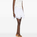 Minigonna a balze con bordi in pizzo in bianco Charo ruiz ibiza 1989 - donna 