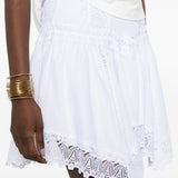Minigonna a balze con bordi in pizzo in bianco Charo ruiz ibiza 1989 - donna 