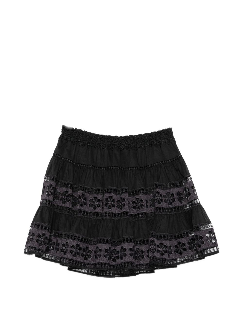 Minigonna a strati con dettagli  in pizzo lea in nero Charo ruiz ibiza 1989 - donna 
