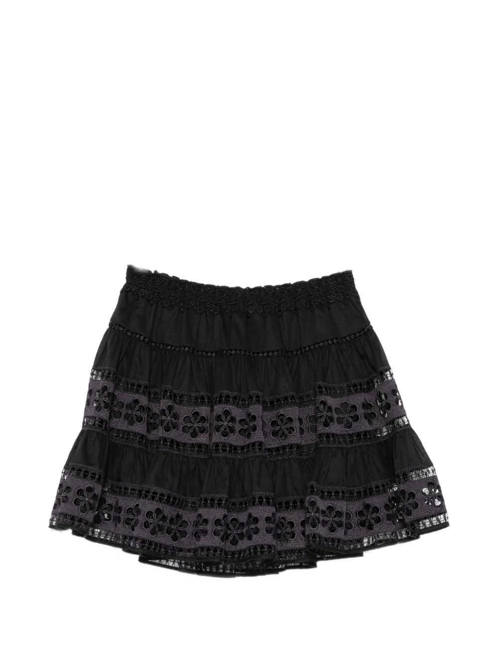 Minigonna a strati con dettagli  in pizzo lea in nero Charo ruiz ibiza 1989 - donna 