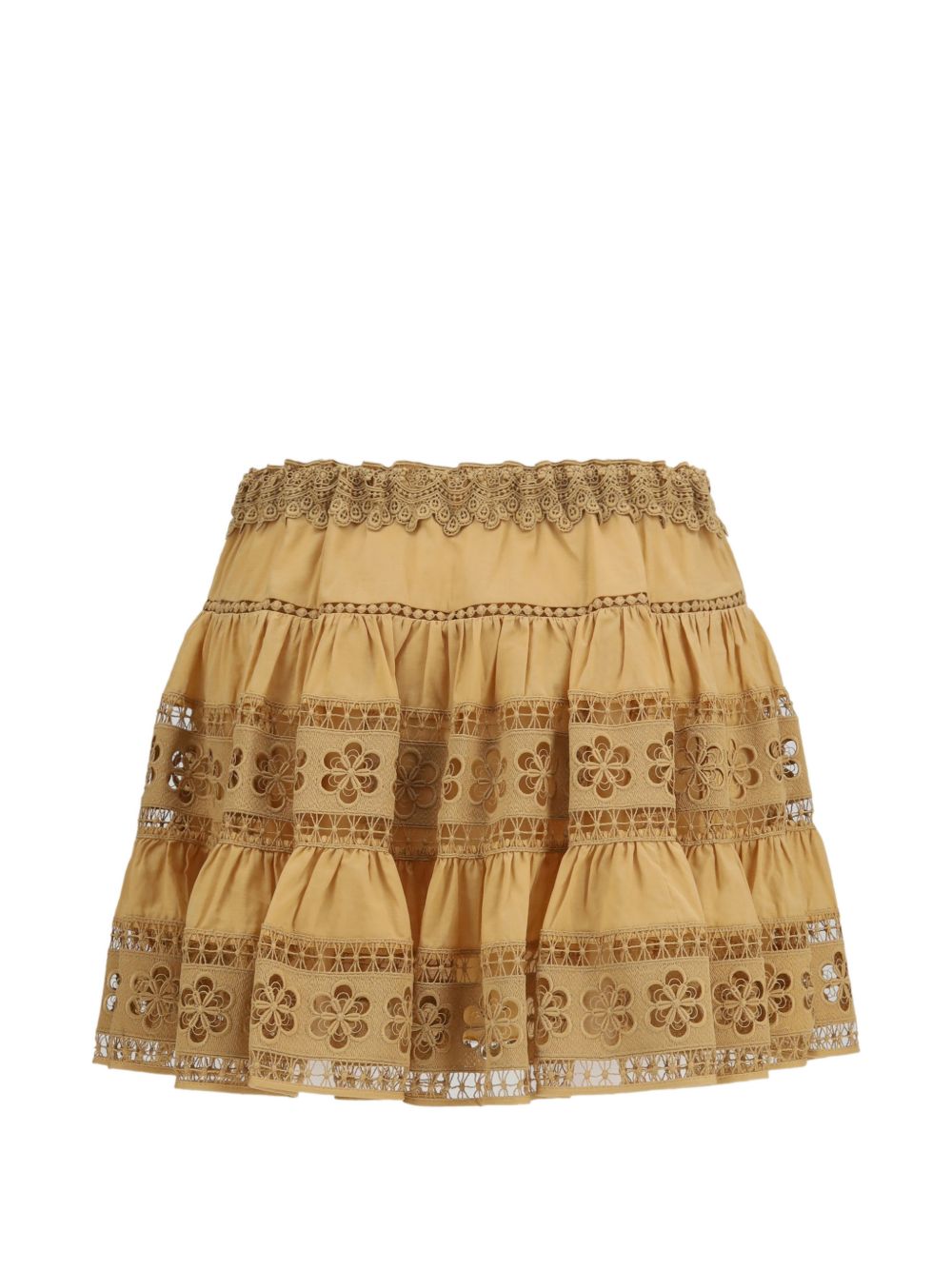 Gonna mini ricamata in beige CHARO RUIZ IBIZA 1989 