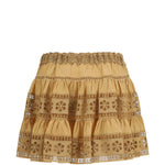 Gonna mini ricamata in beige CHARO RUIZ IBIZA 1989 