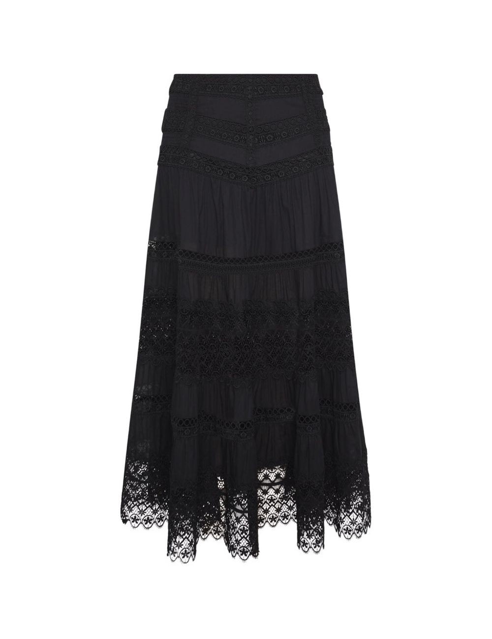 Gonna a balze con dettagli in pizzo Serza in nero Charo ruiz ibiza 1989 - donna 