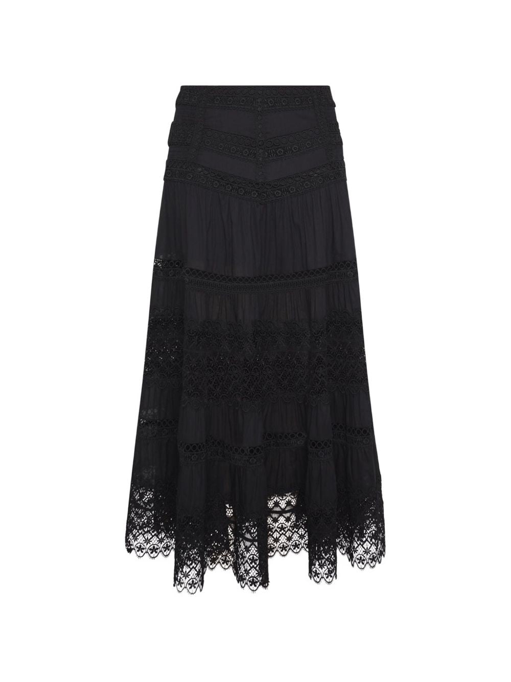 Gonna a balze con dettagli in pizzo Serza in nero Charo ruiz ibiza 1989 - donna 