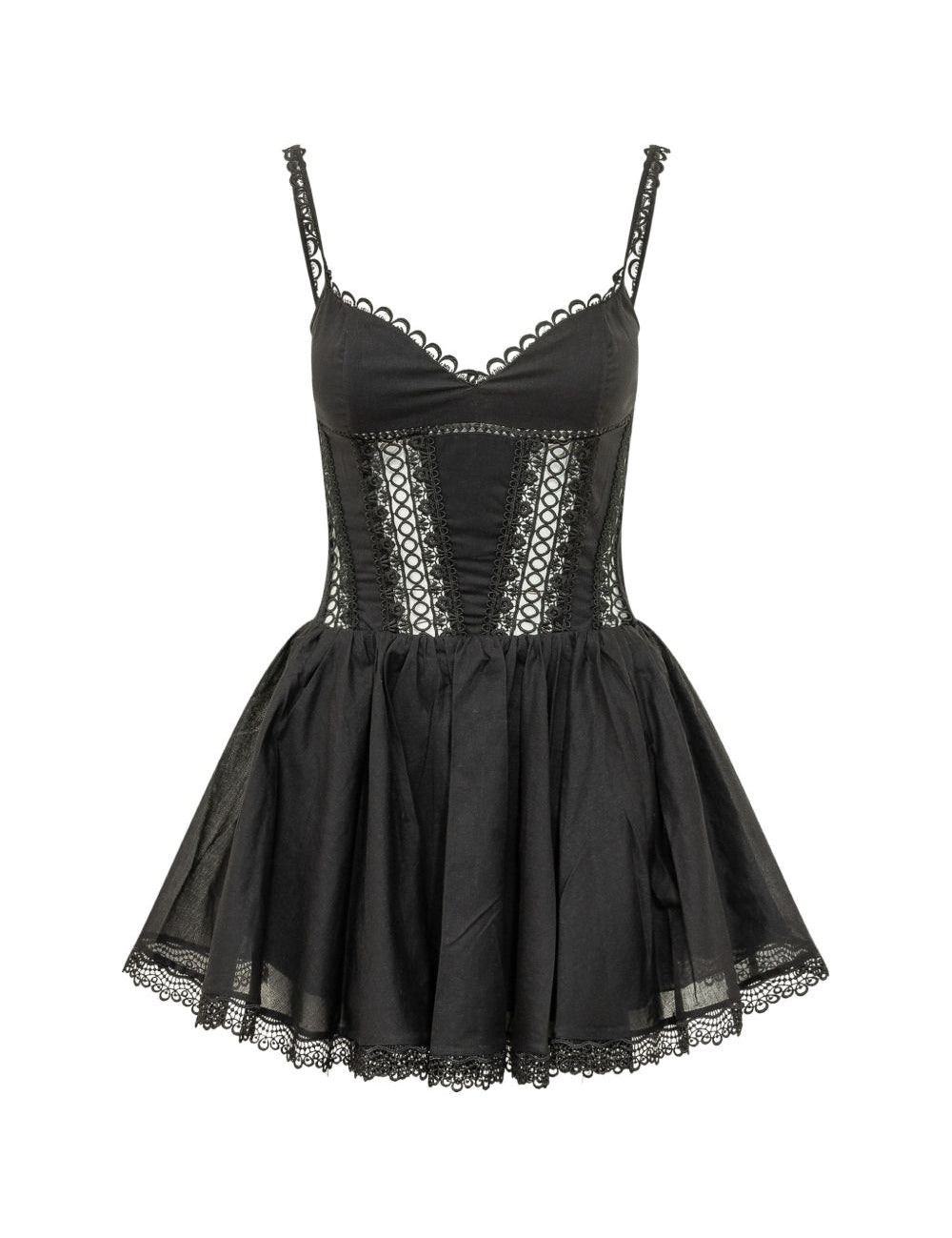 Mini abito gardenia con dettagli in pizzo in nero Charo ruiz ibiza 1989 - donna 