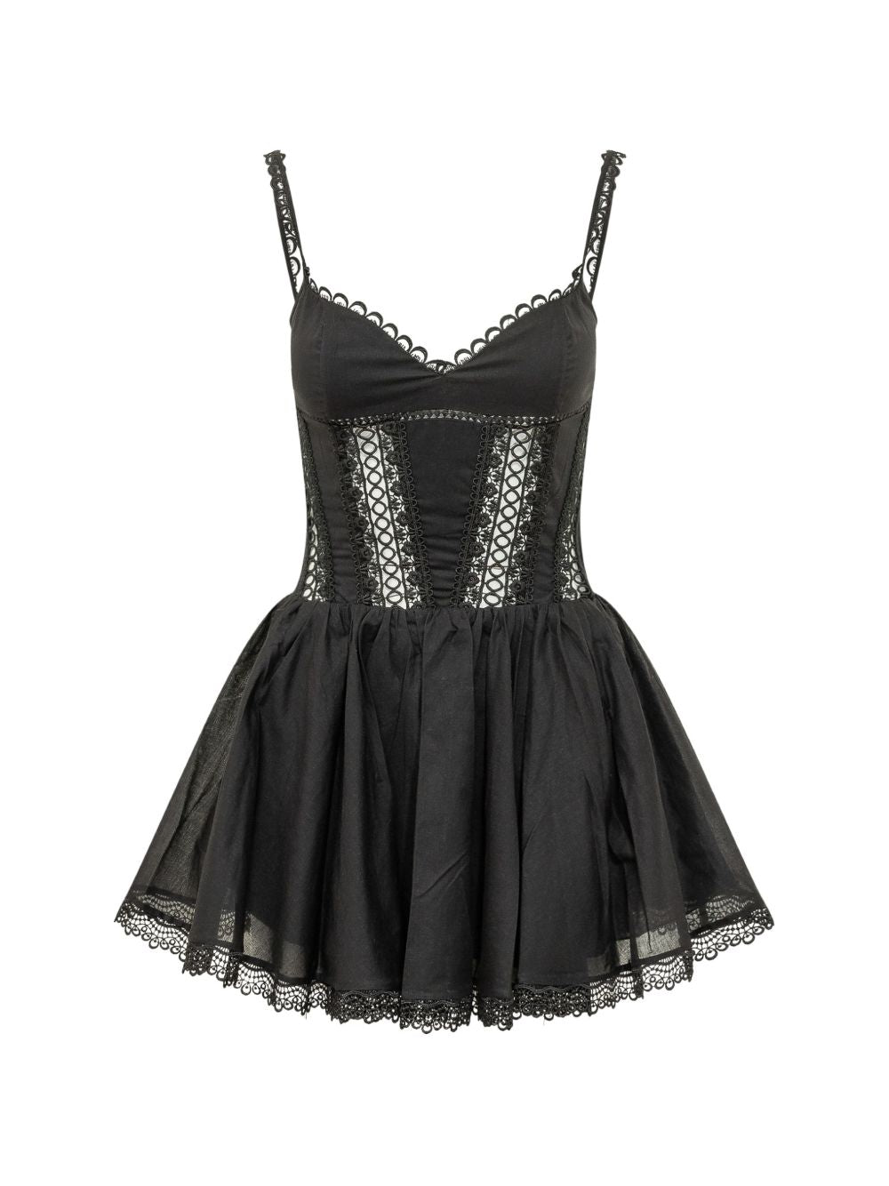 Mini abito gardenia con dettagli in pizzo in nero Charo ruiz ibiza 1989 - donna 