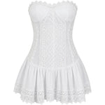 Miniabito arricciato con rivestimento in pizzo julisse in bianco Charo ruiz ibiza 1989 - donna 