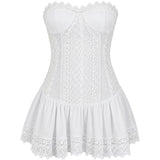 Miniabito arricciato con rivestimento in pizzo julisse in bianco Charo ruiz ibiza 1989 - donna 