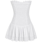 Miniabito arricciato con rivestimento in pizzo julisse in bianco Charo ruiz ibiza 1989 - donna 
