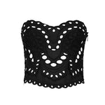 Top a corsetto in broderie-anglaise kai in nero Charo ruiz ibiza 1989 - donna 