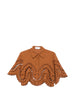 Charo Ruiz Ibiza 1989 storm brown broderie anglaise cropped shirt - women