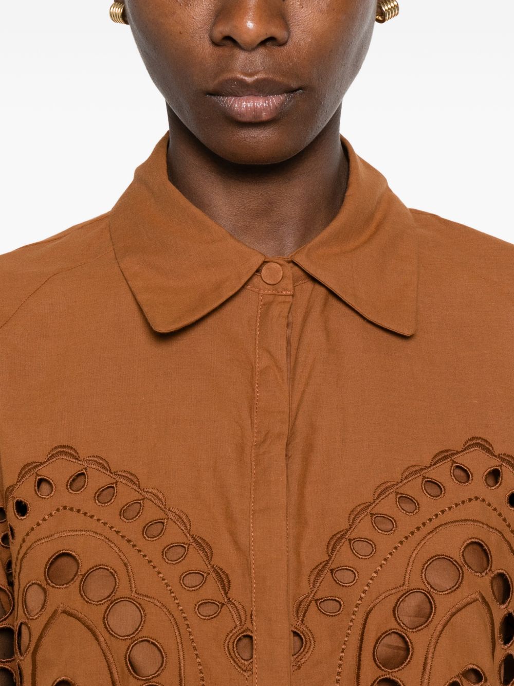 Camicia cropped in broderie-anglaise storm in marrone Charo ruiz ibiza 1989 - donna 