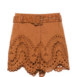 Shorts dune in broderie-anglaise con cintura in marrone Charo ruiz ibiza 1989 - donna 