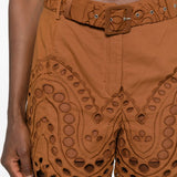 Shorts dune in broderie-anglaise con cintura in marrone Charo ruiz ibiza 1989 - donna 