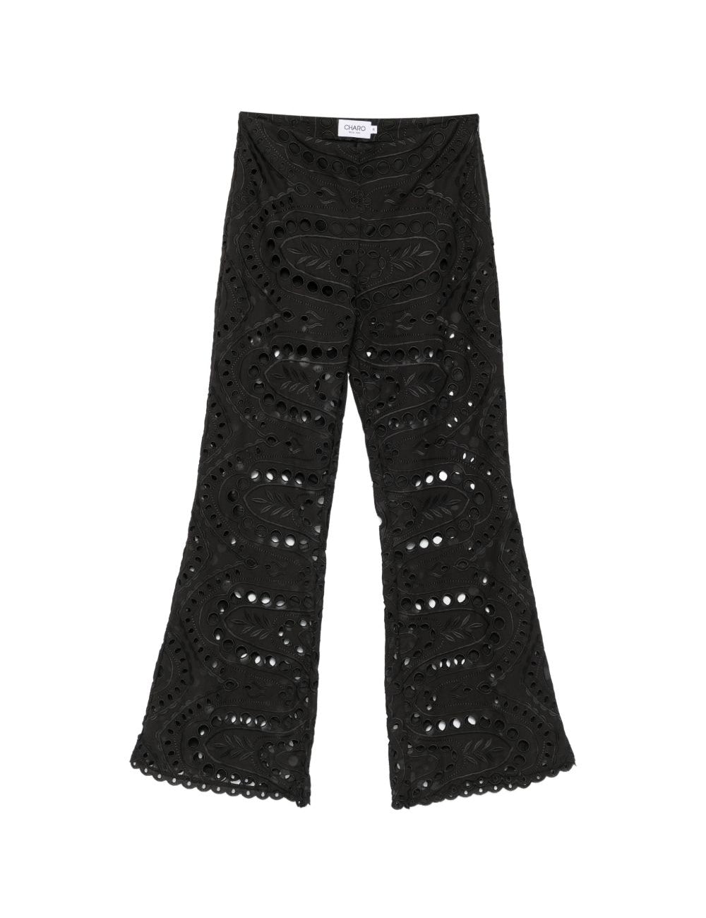 Pantaloni broderie-anglaise in nero Charo ruiz ibiza 1989 - donna 