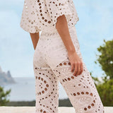 Pantaloni Stern con design traforato in bianco Charo ruiz ibiza 1989 