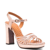 Sandali con tacco alto in oro rosa 