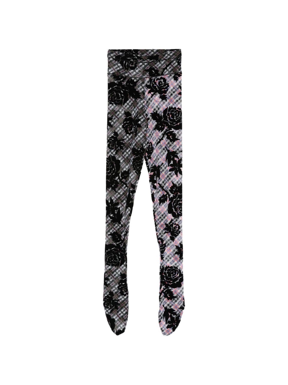 Collant a quadri floreali picnic  in nero Chopova lowena - donna 