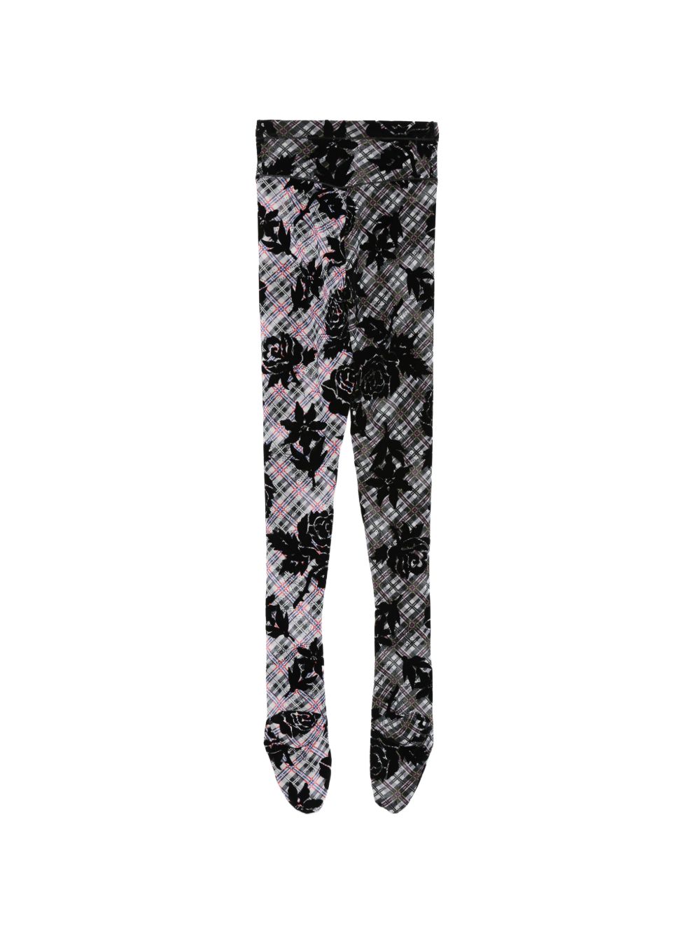 Collant a quadri floreali picnic  in nero Chopova lowena - donna 