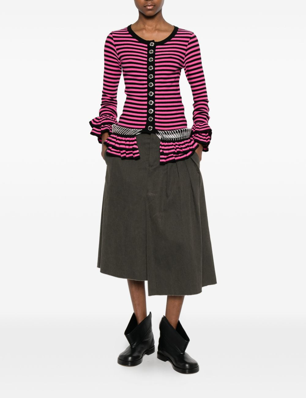 Cardigan a righe in rosa nero Chopova lowena - donna 