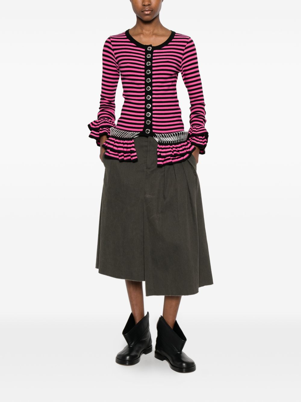 Cardigan a righe in rosa nero Chopova lowena - donna 