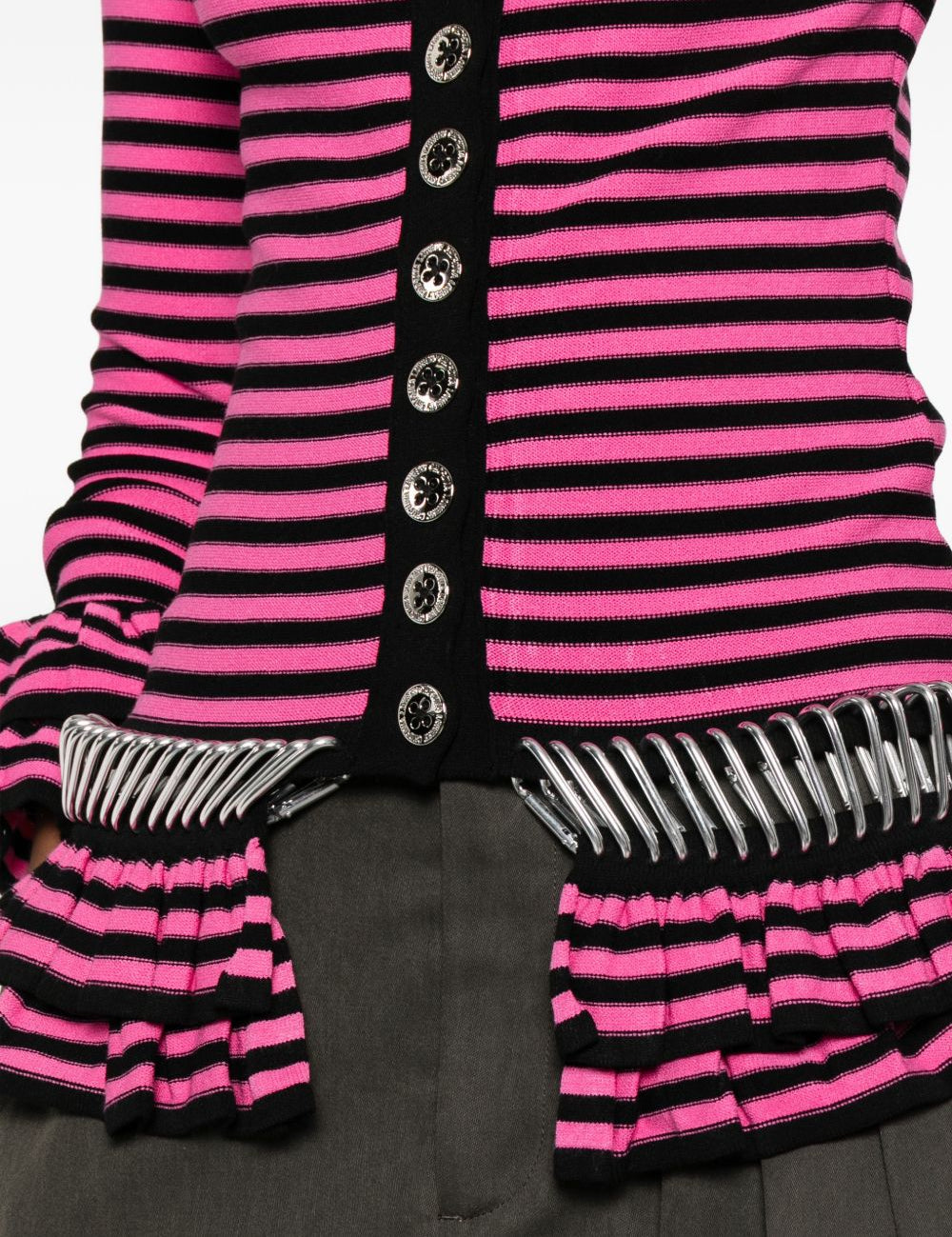 Cardigan a righe in rosa nero Chopova lowena - donna 
