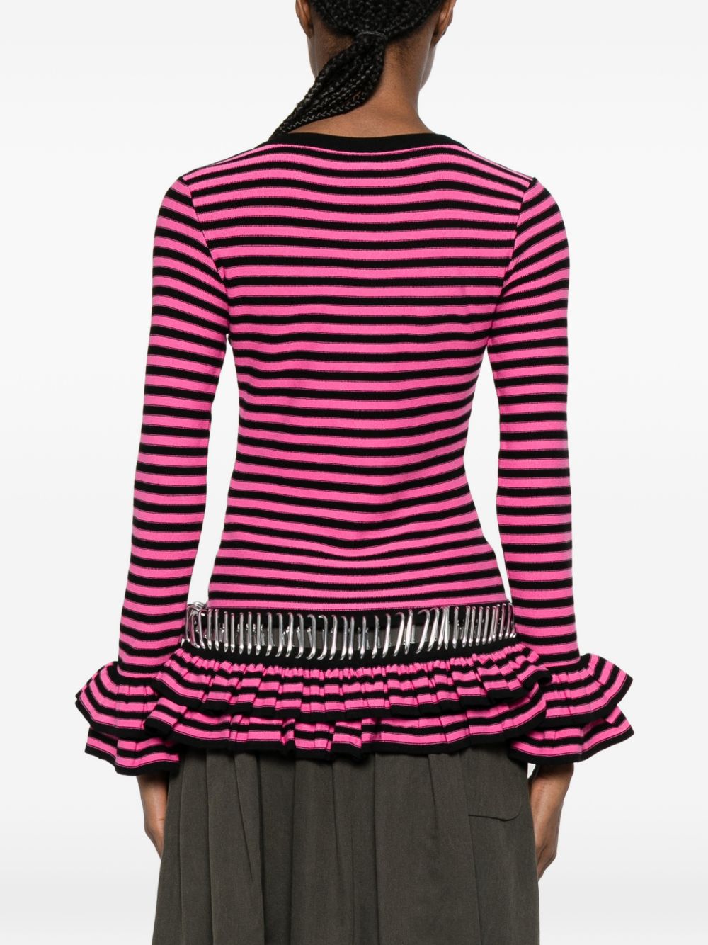 Cardigan a righe in rosa nero Chopova lowena - donna 