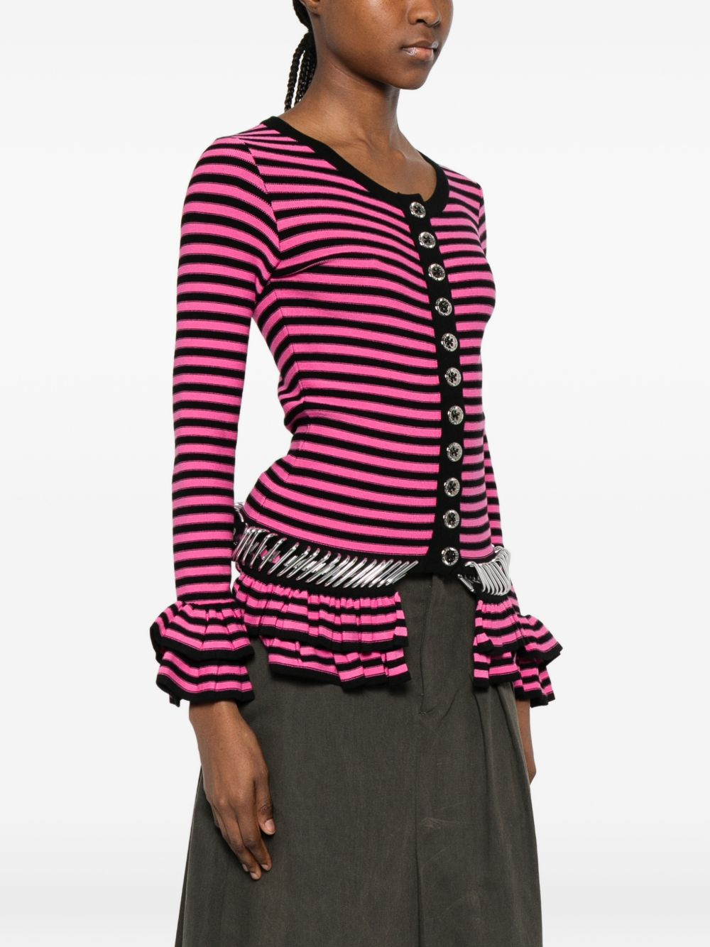 Cardigan a righe in rosa nero Chopova lowena - donna 
