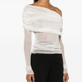 Top veiled in seta in bianco Christopher esber - donna 