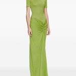 Abito lungo con collo alto e ruches in verde lime Christopher esber - donna 