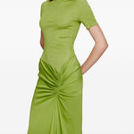 Abito lungo con collo alto e ruches in verde lime Christopher esber - donna 