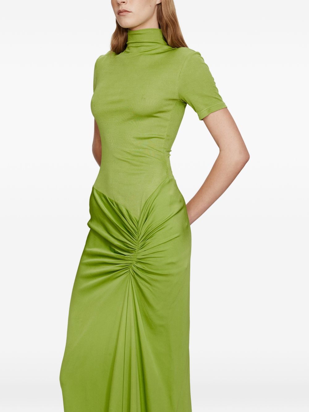 Abito lungo con collo alto e ruches in verde lime Christopher esber - donna 
