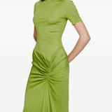 Abito lungo con collo alto e ruches in verde lime Christopher esber - donna 