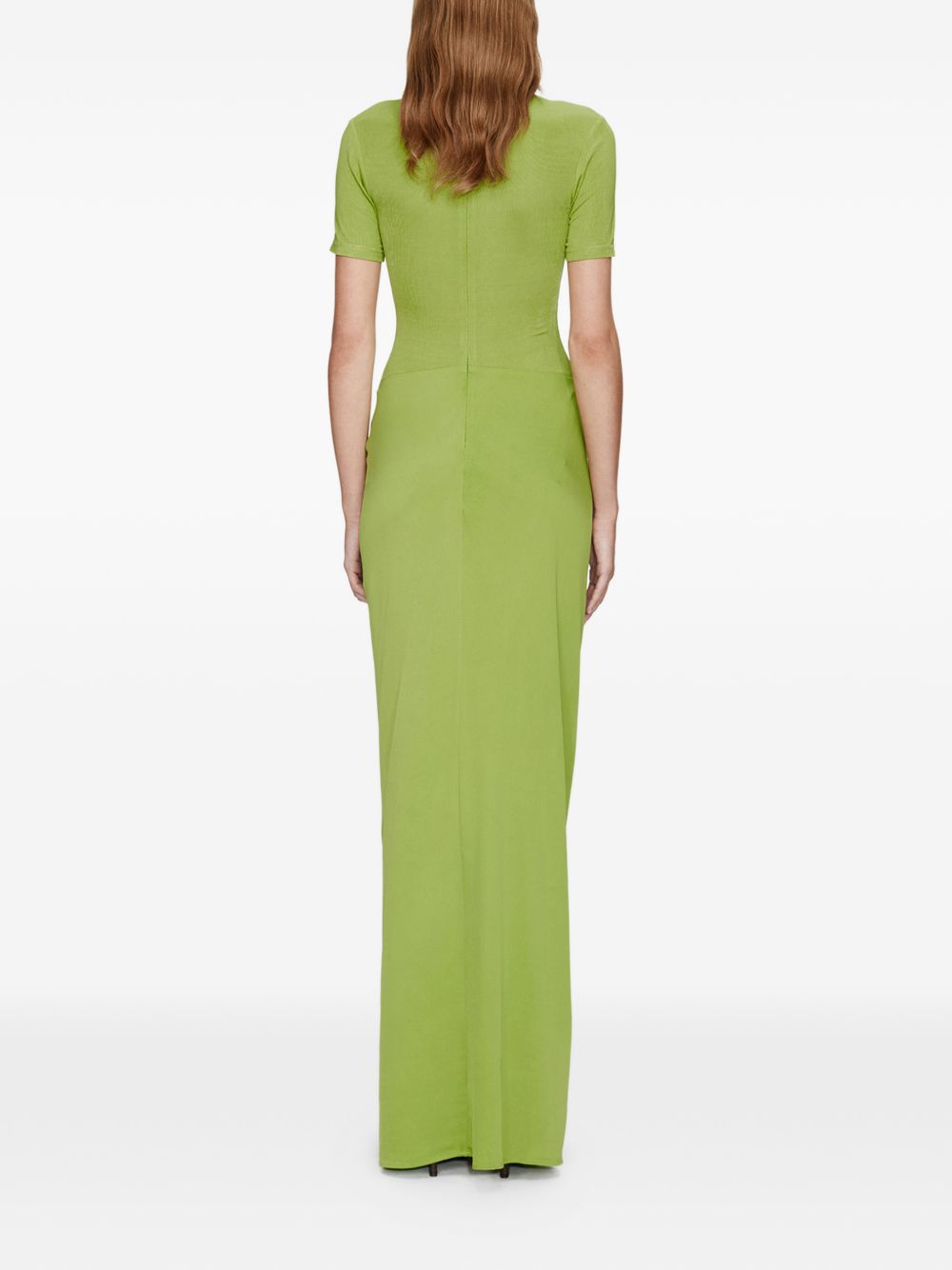 Abito lungo con collo alto e ruches in verde lime Christopher esber - donna 