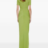 Abito lungo con collo alto e ruches in verde lime Christopher esber - donna 
