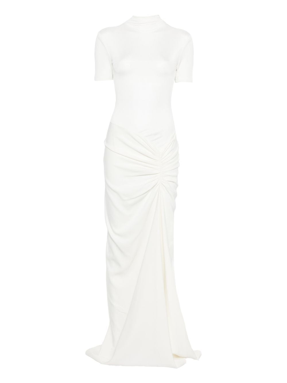 Abito lungo con collo alto e ruches in bianco Christopher esber - donna 