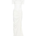 Abito lungo con collo alto e ruches in bianco Christopher esber - donna 