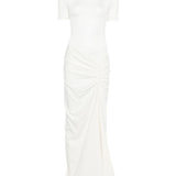 Abito lungo con collo alto e ruches in bianco Christopher esber - donna 