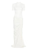 Abito lungo con collo alto e ruches in bianco Christopher esber - donna