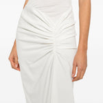 Abito lungo con collo alto e ruches in bianco Christopher esber - donna 