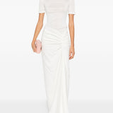 Abito lungo con collo alto e ruches in bianco Christopher esber - donna 