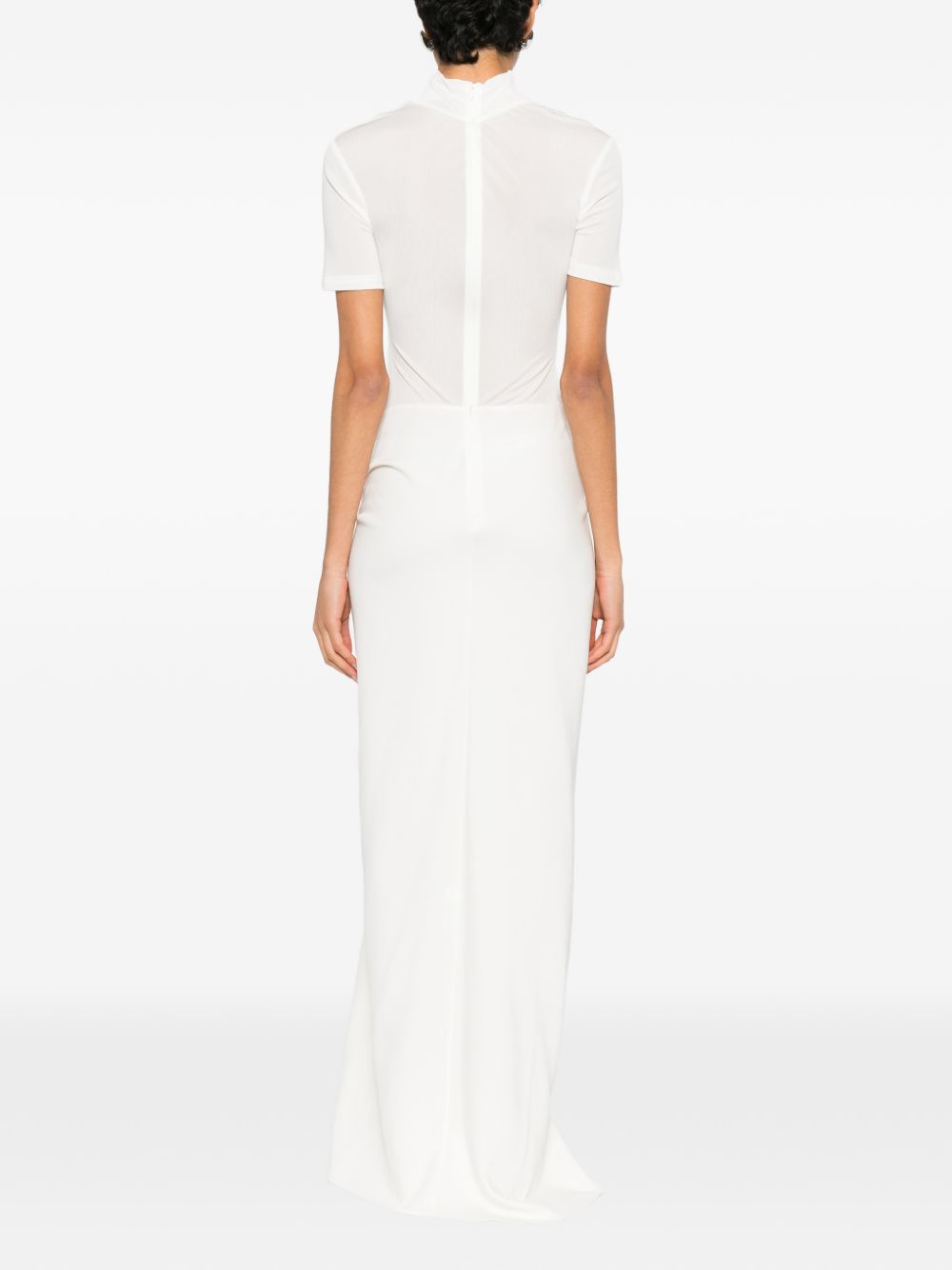 Abito lungo con collo alto e ruches in bianco Christopher esber - donna 