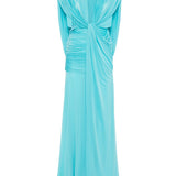 Abito maxi con scollo a v profondo e ruches in blu Christopher esber - donna 