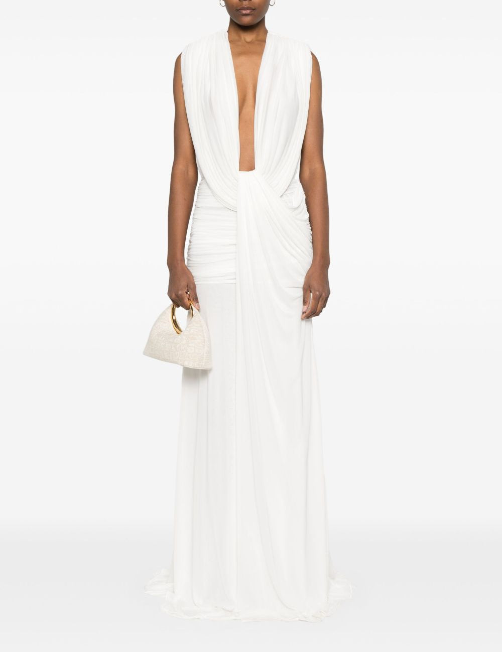 Abito maxi con scollo profondo in bianco Christopher esber - donna 