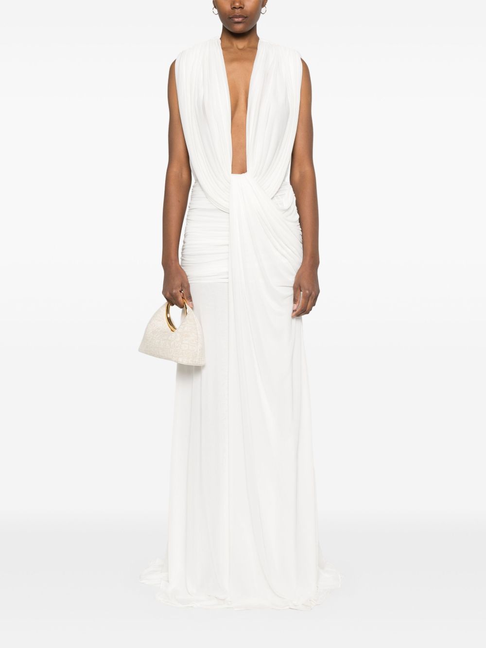 Abito maxi con scollo profondo in bianco Christopher esber - donna 