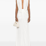 Abito maxi con scollo profondo in bianco Christopher esber - donna 