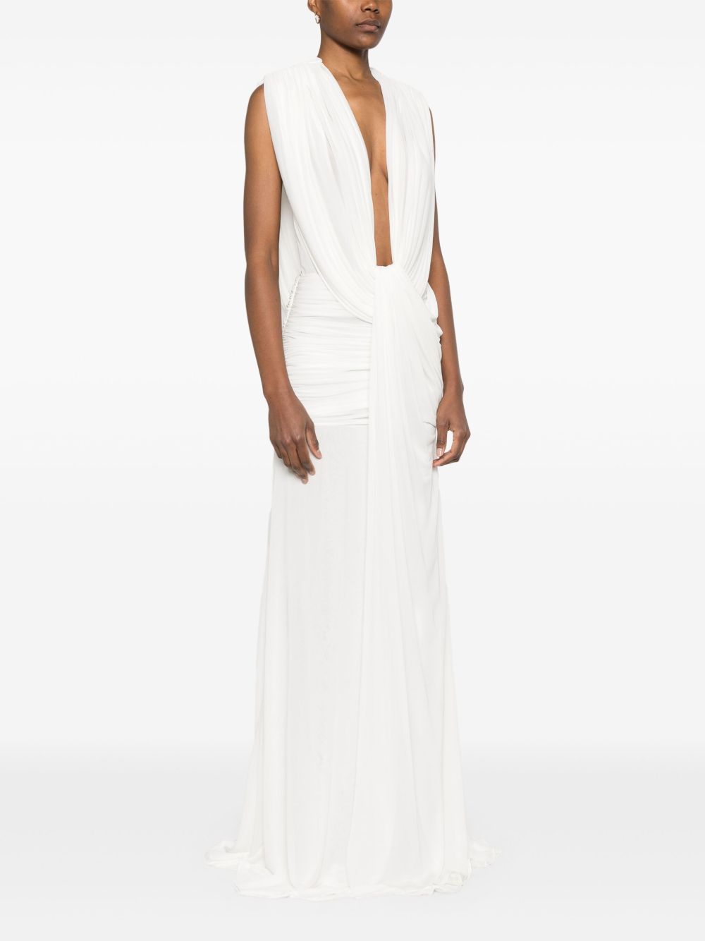 Abito maxi con scollo profondo in bianco Christopher esber - donna 