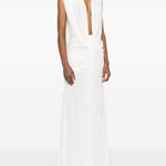 Abito maxi con scollo profondo in bianco Christopher esber - donna 