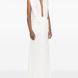 Abito maxi con scollo profondo in bianco Christopher esber - donna 