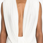 Abito maxi con scollo profondo in bianco Christopher esber - donna 